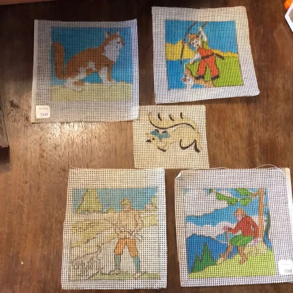 Vintage Lot of 5 Needlepoint Patterns or templates